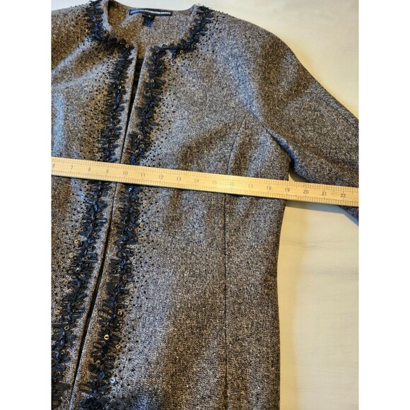 Ellen Tracy Wool Tweed Jacket Brown Black Ribbon Detail Sz 12 - Picture 6 of 12